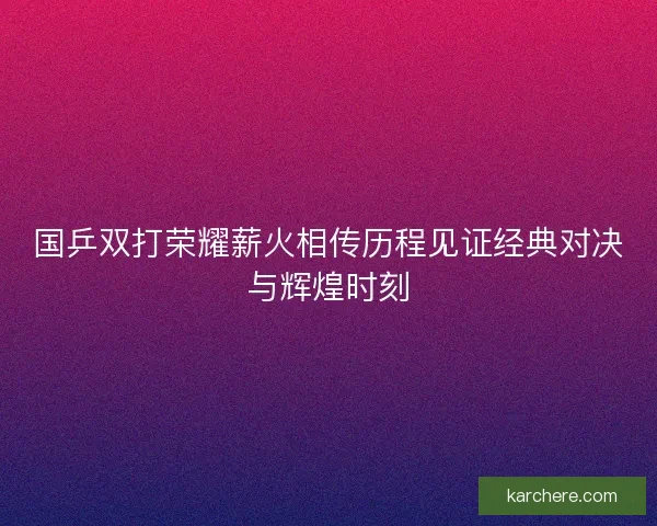 国乒双打荣耀薪火相传历程见证经典对决与辉煌时刻